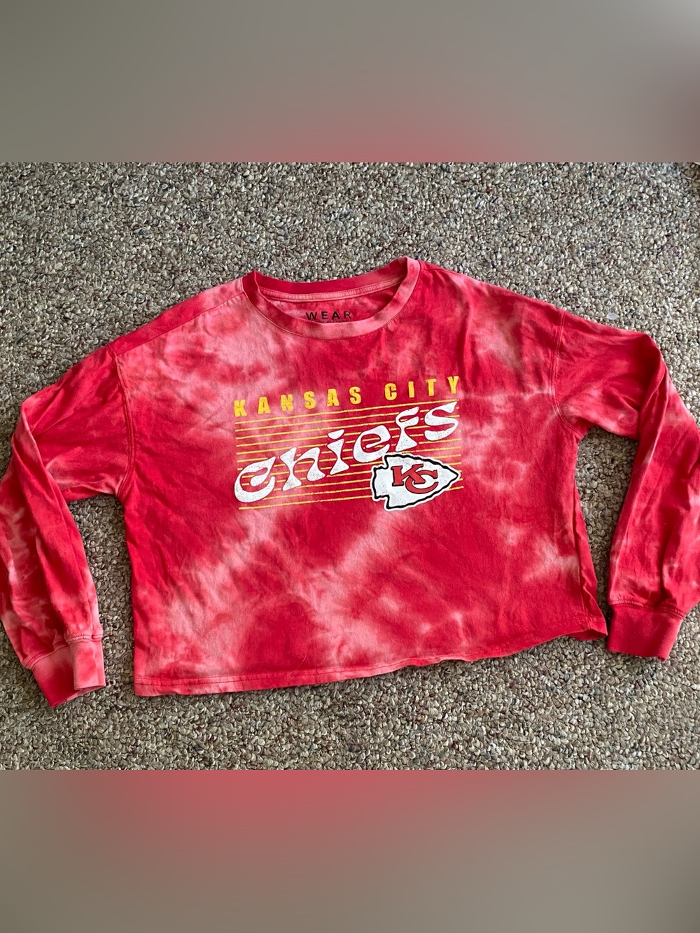Kansas City Chiefs NFL WEAR by Erin Andrews Cream Red Cutoff Shirt Women's Large